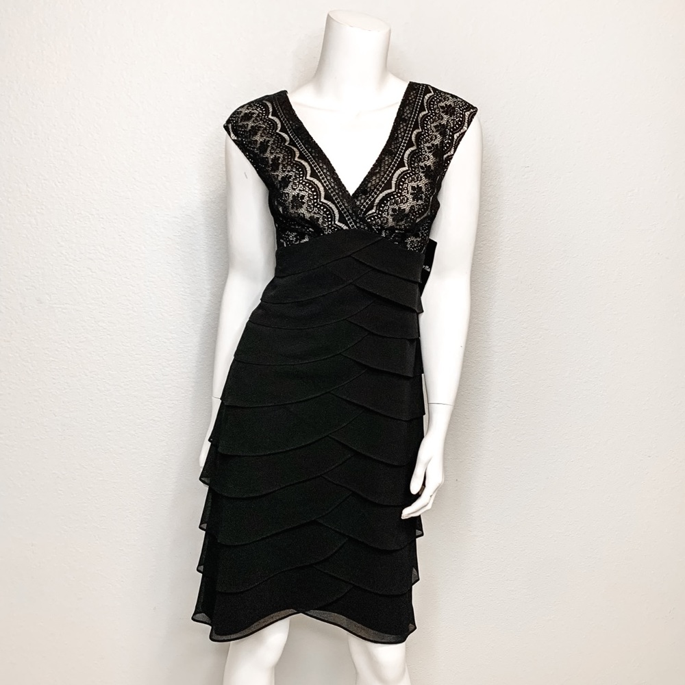 NWT SCARLETT NITE Black Lace/Ruffle Cocktail Dress